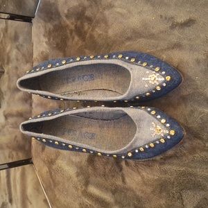 Blue denim with gold embellishments heels size 9